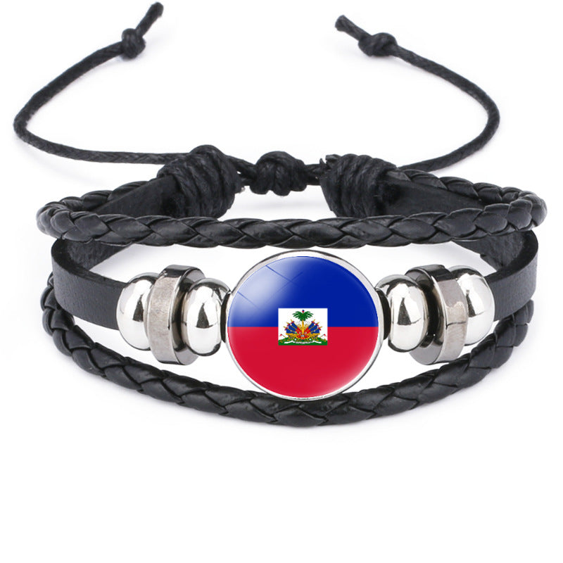 Flag Time Stone Cattle Leather Accessories Bracelets