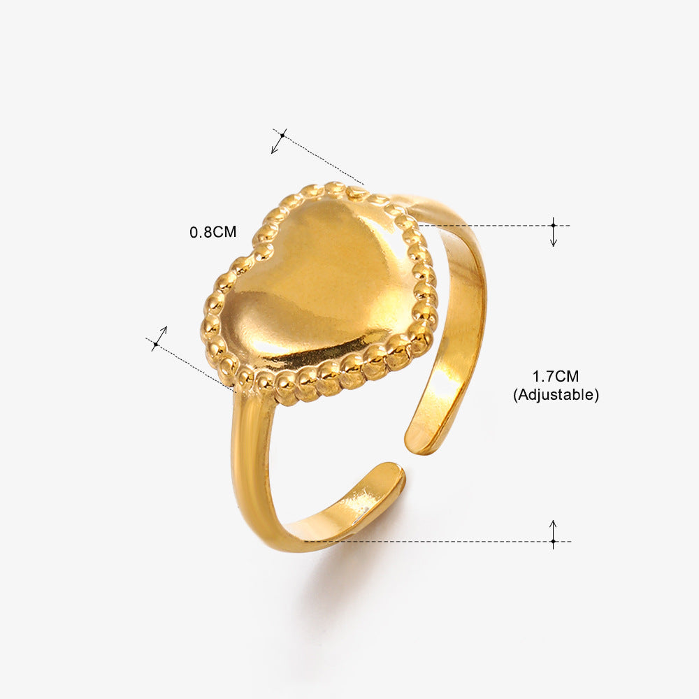Women's Fashion Stainless Steel Love Heart-shaped Popular Rings