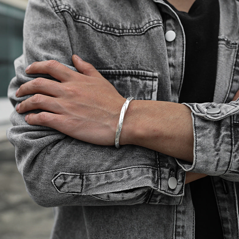 Men's Viking Handmade Mobius Tang Pattern Opening Bracelets