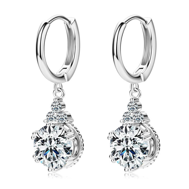 Women's Moissanite Eardrops Light Luxury High Sense Sier Earrings