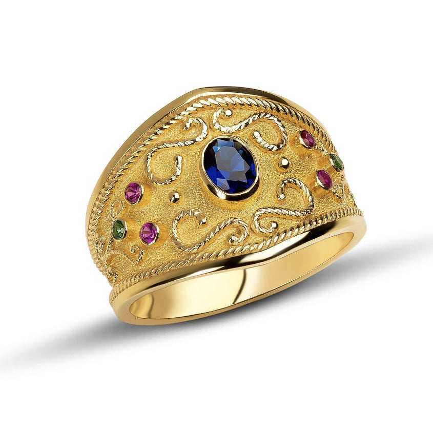 Vintage Gemstone Palace Style Medieval Nobility Rings