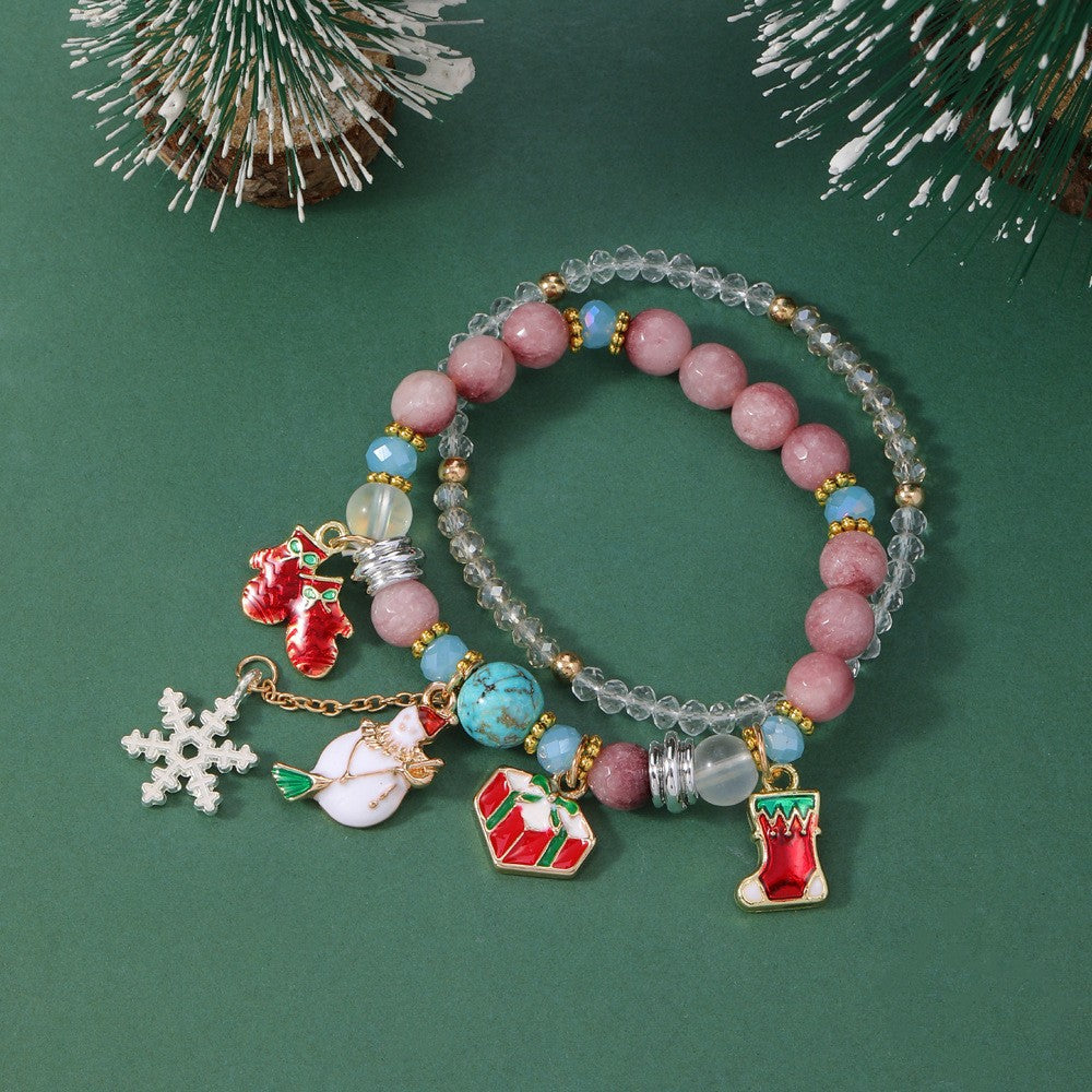 Tree Elderly Snowman Elk Snowflake Bell Bracelets