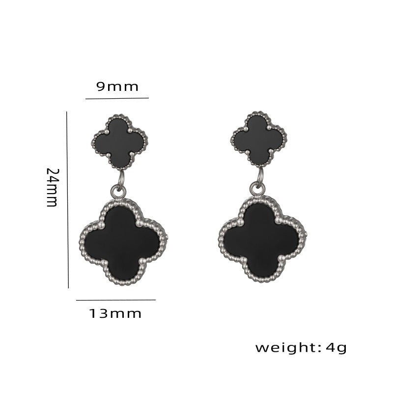 Lucky Four-leaf Clover Tassel Niche Design Earrings