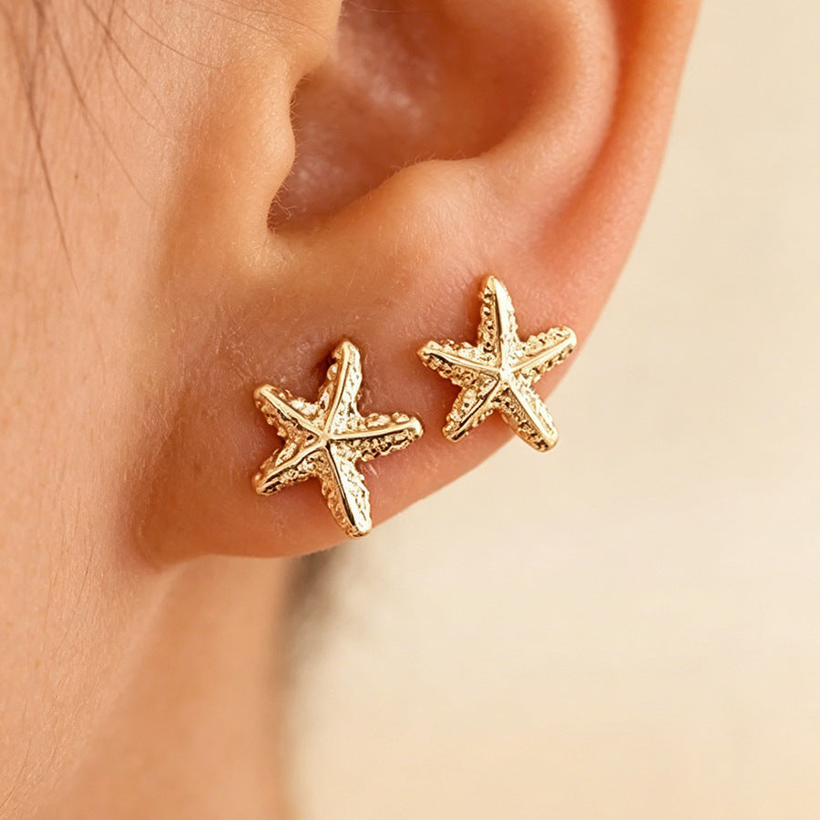 Starfish Shell Turtle Vacation Style Simple Stud Earrings