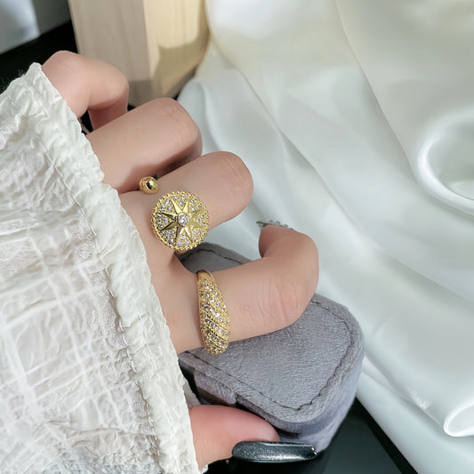 Asterism Full Diamond Open Female Light Luxury Rings