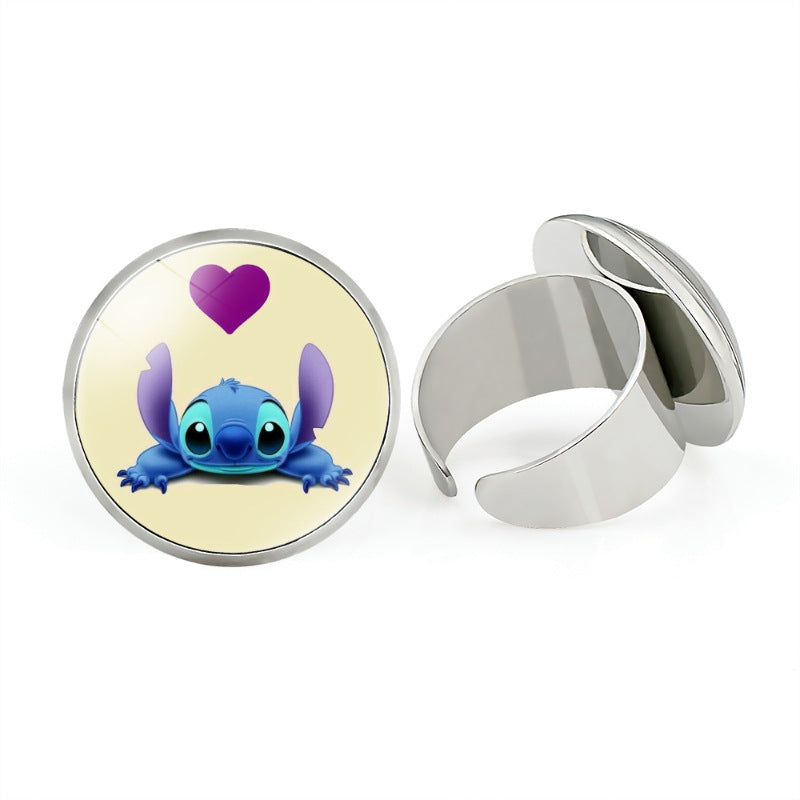 Star Stitch Cartoon Pattern Open Adjustable Rings