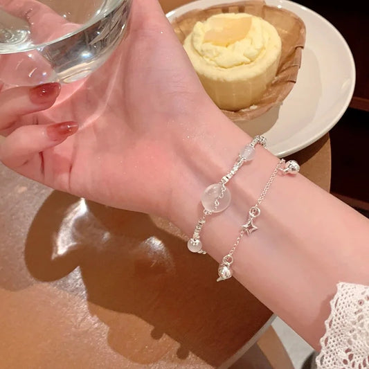 Small Broken Sier Peace Buckle String Beads Bracelets