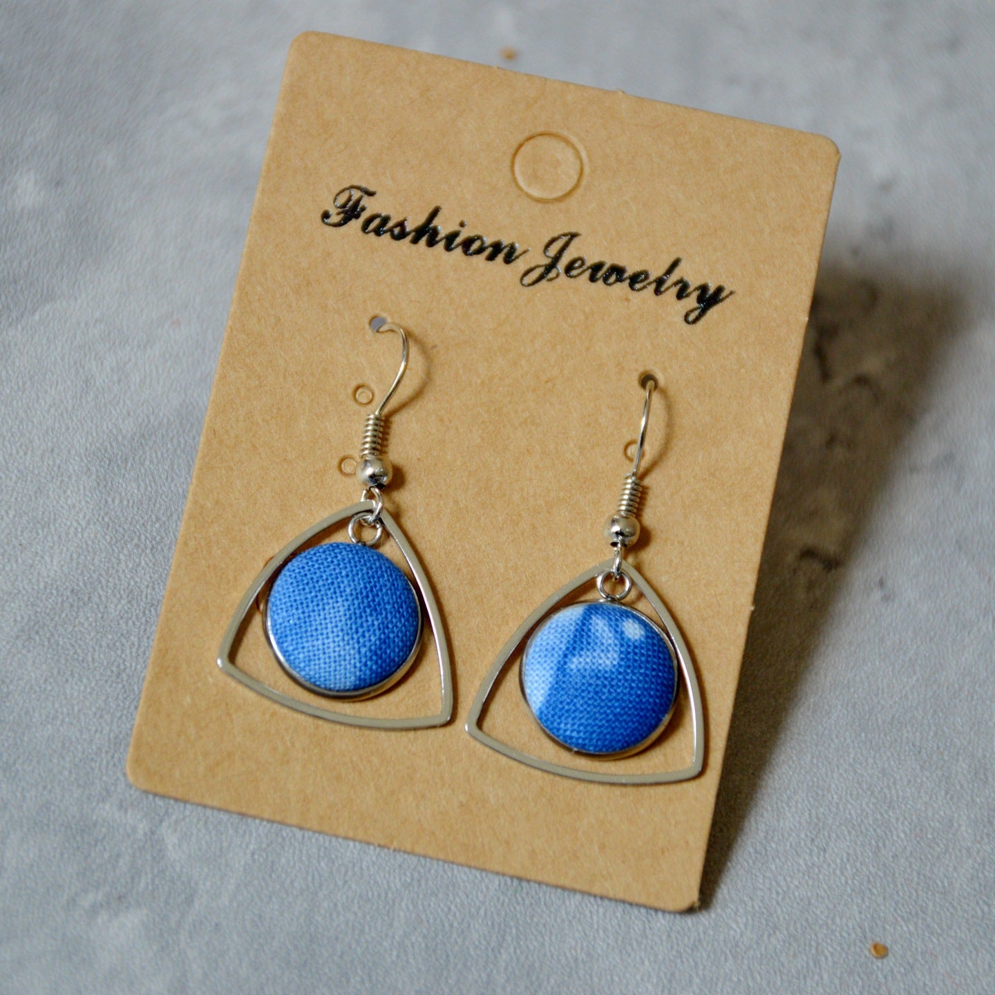 Blue Dyed Fabric Ethnic Style Handmade Simple Inlaid Earrings
