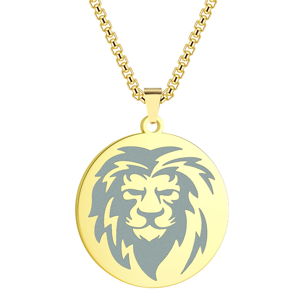 Men's Steel Fashion Carved Lion Personality Simple Necklaces