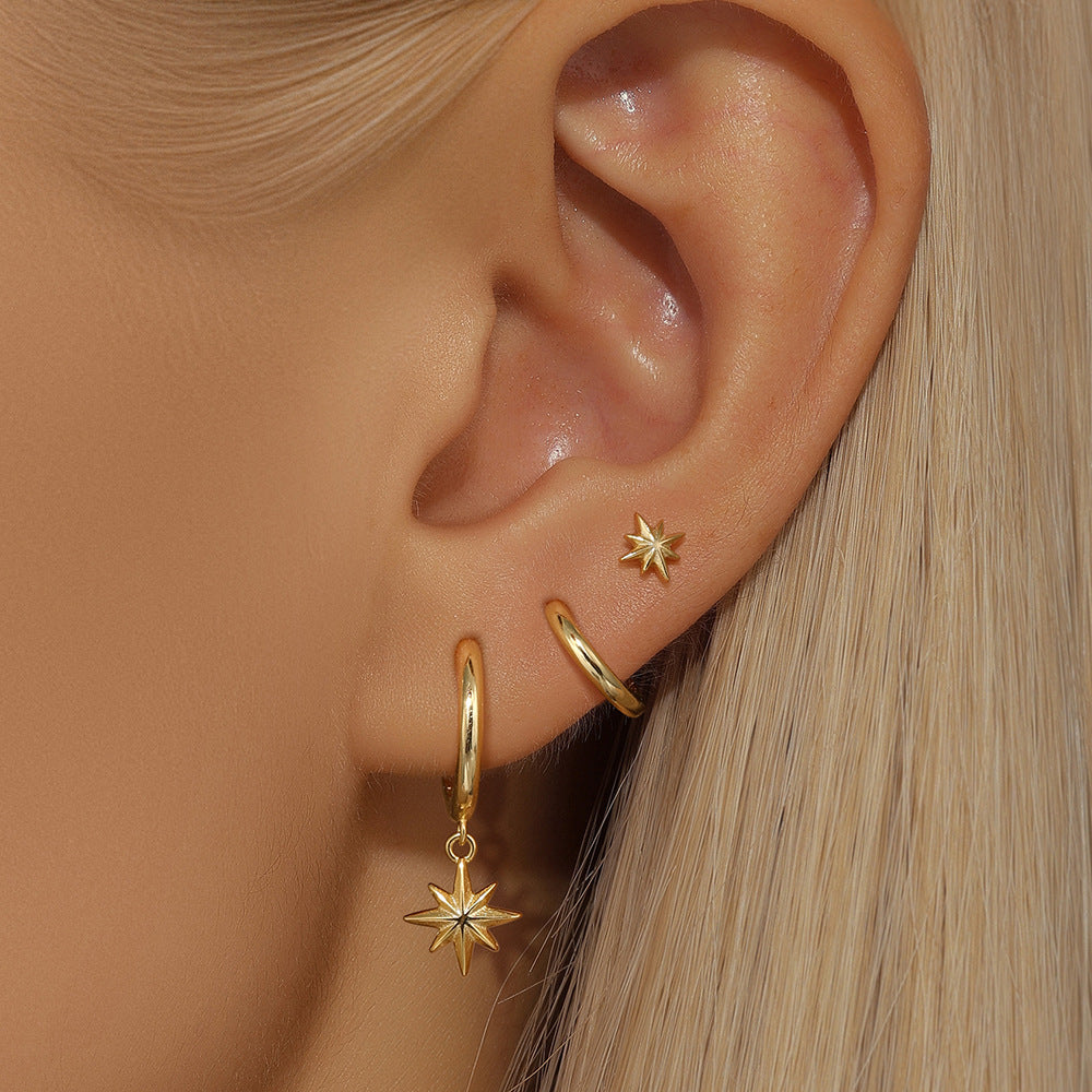 Fashion Suit Simple Eight Awn Star Earrings