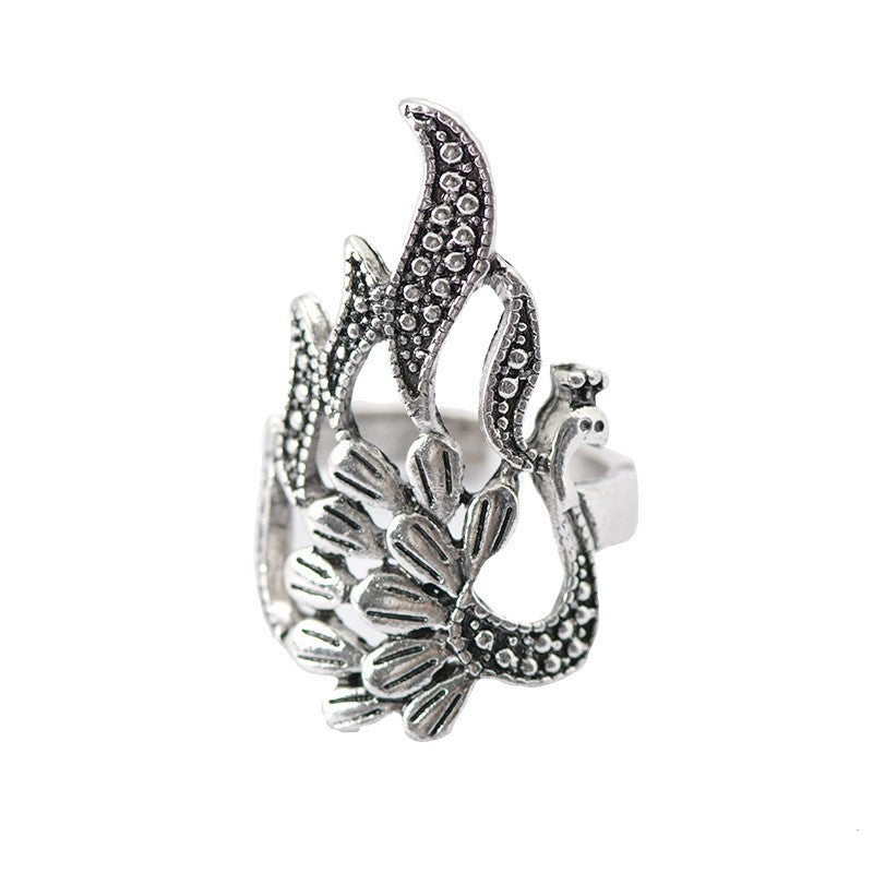 Opening Adjustable Peacock Hollow Open Screen Rings