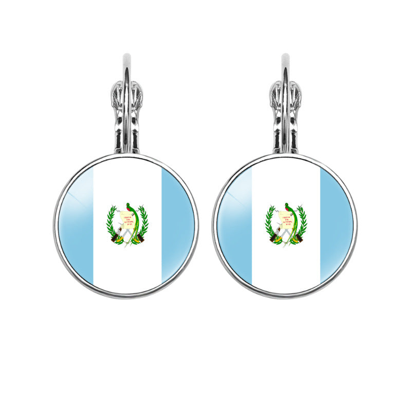 Women's National Flag Pattern Time Stone Eardrops Earrings