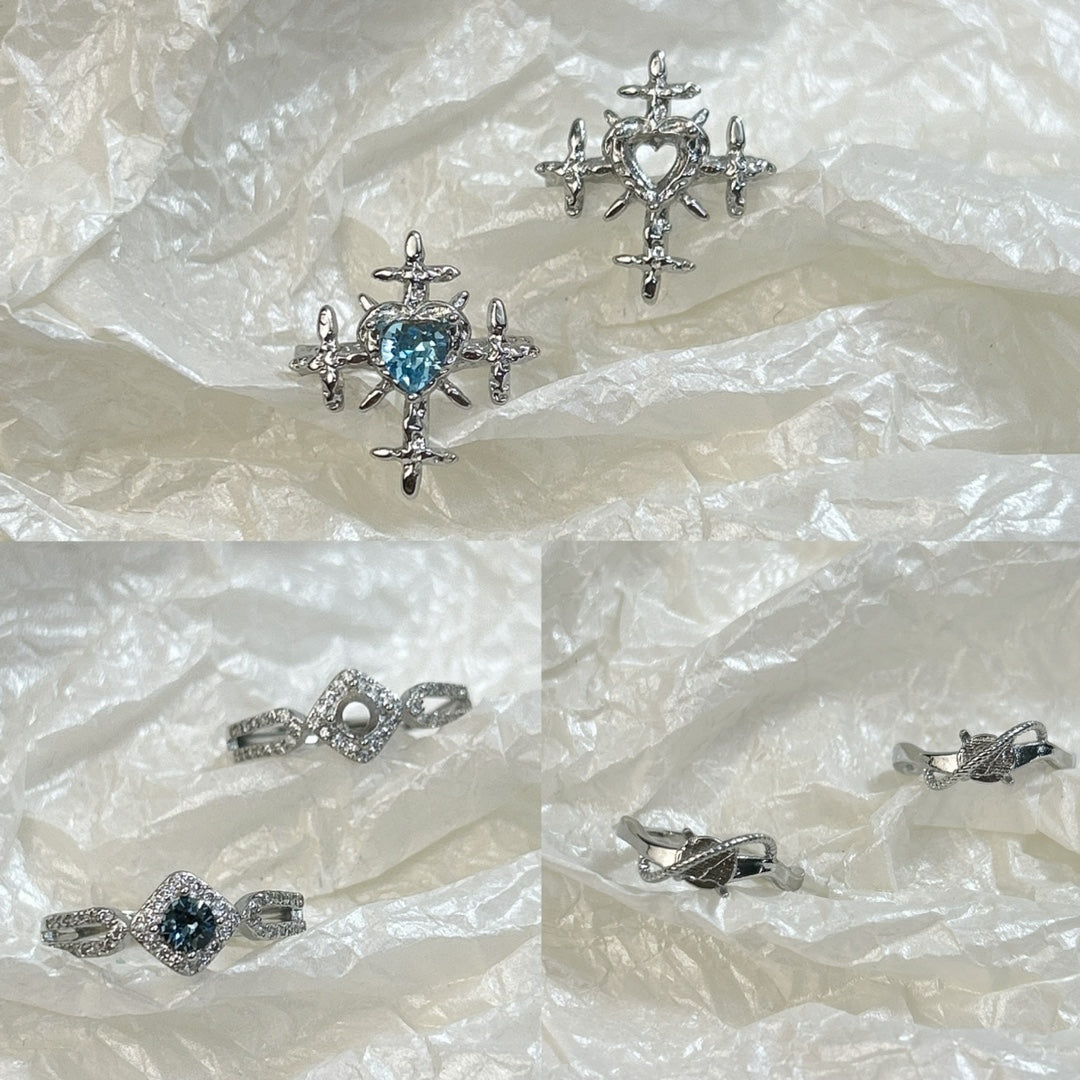 Setting Big Diamond Round Drip Love Open Mouth Inlaid Ring