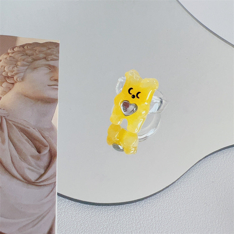 Bear Resin Female Design Sense Niche Rings