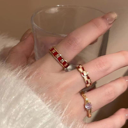 Retro Drip Glazed Open Female Unique Niche Rings