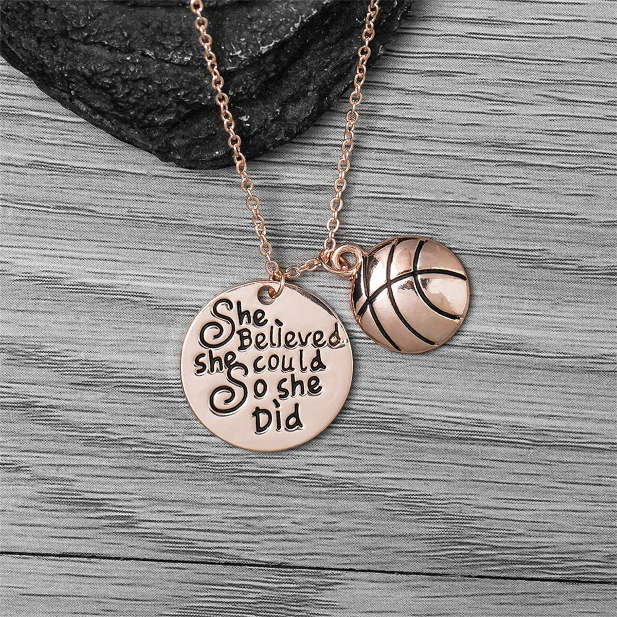 Basketball Charm Laser Sculpture Trend Round Necklaces