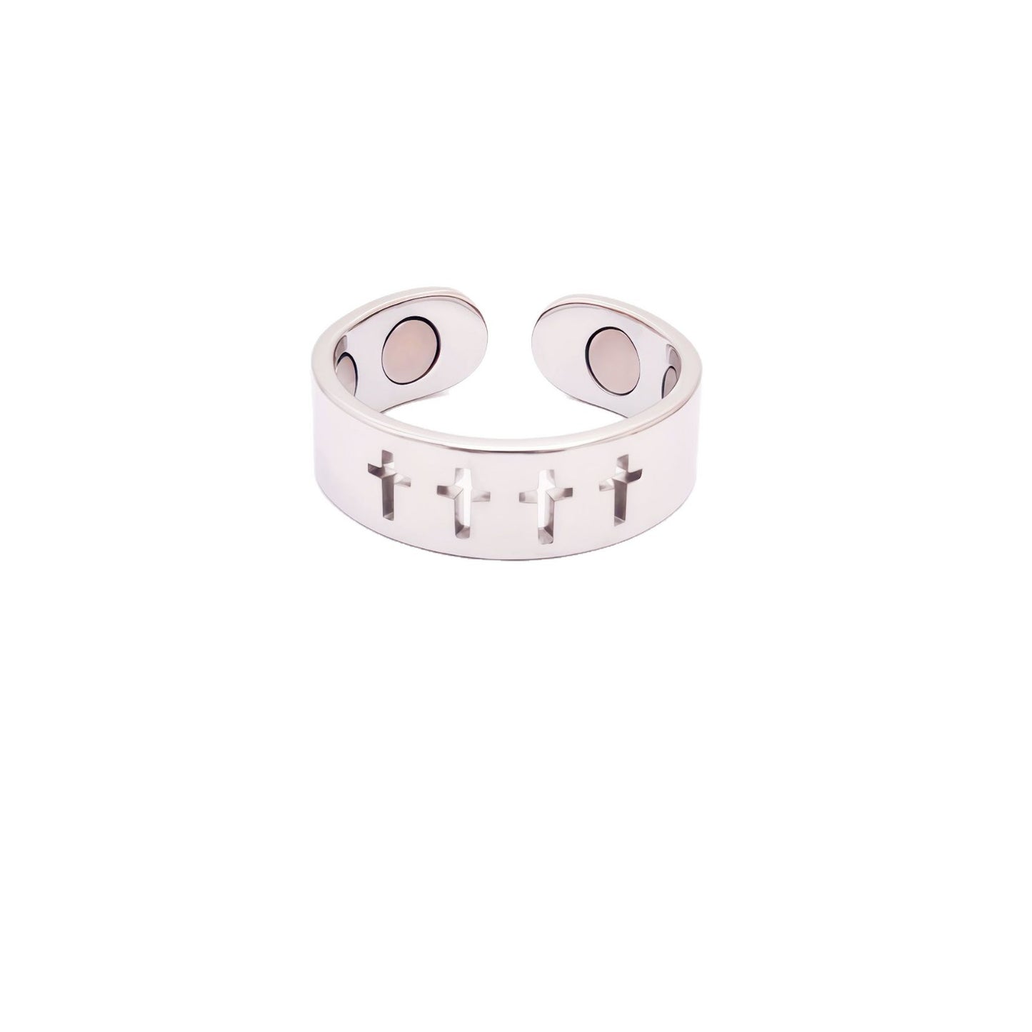 Cross Figure Magnetic Therapy Opening Double Healthy Ring