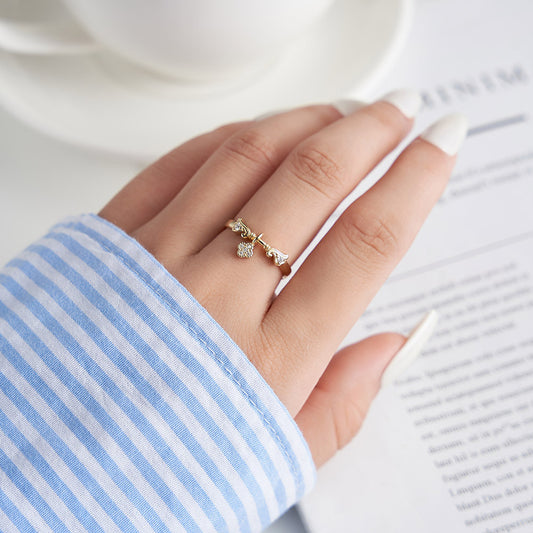 Stylish Four-leaf Clover Sier Niche Style Rings