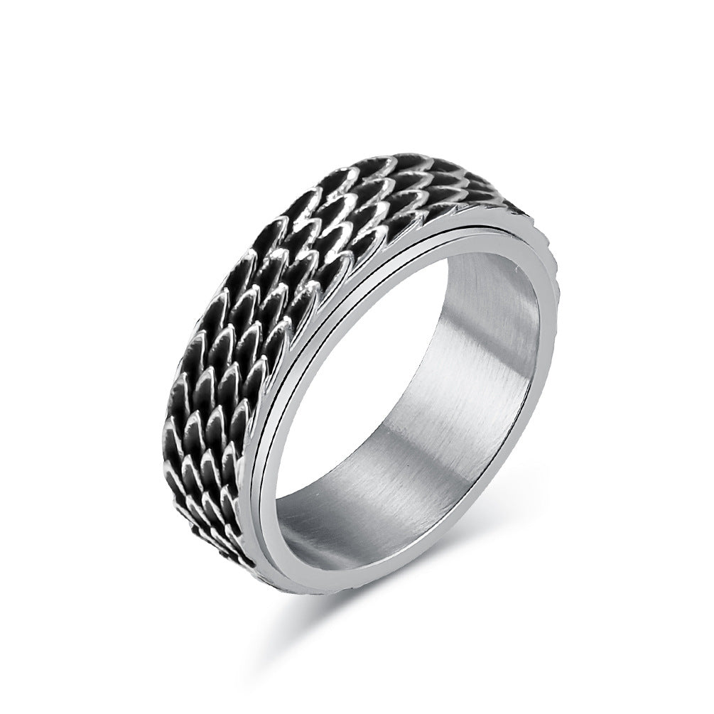 Dragon Pattern Scale Rotatable Titanium Steel Anxiety Relief Rings