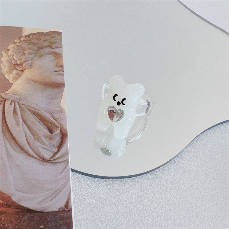 Bear Resin Female Design Sense Niche Rings