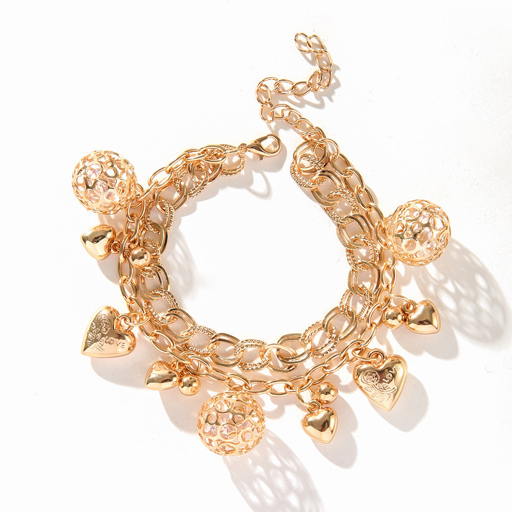 Hollow Ball Love Electroplated Gold Personalized Bracelet