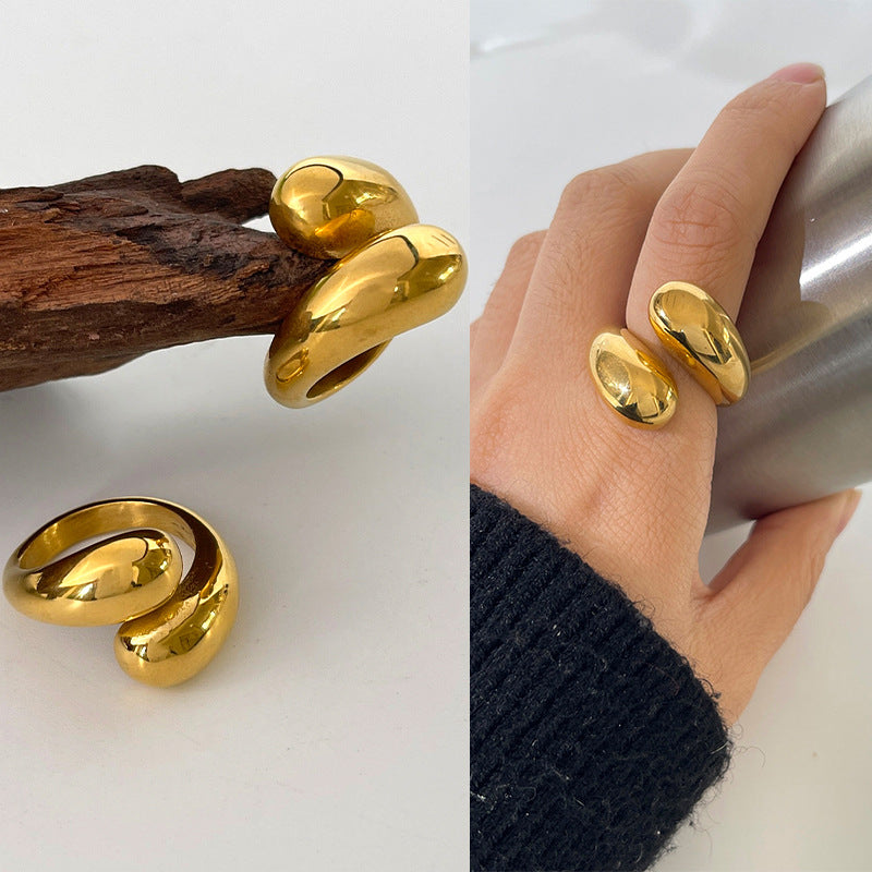Water Drop Shape Gold Waterproof Color Retention Rings