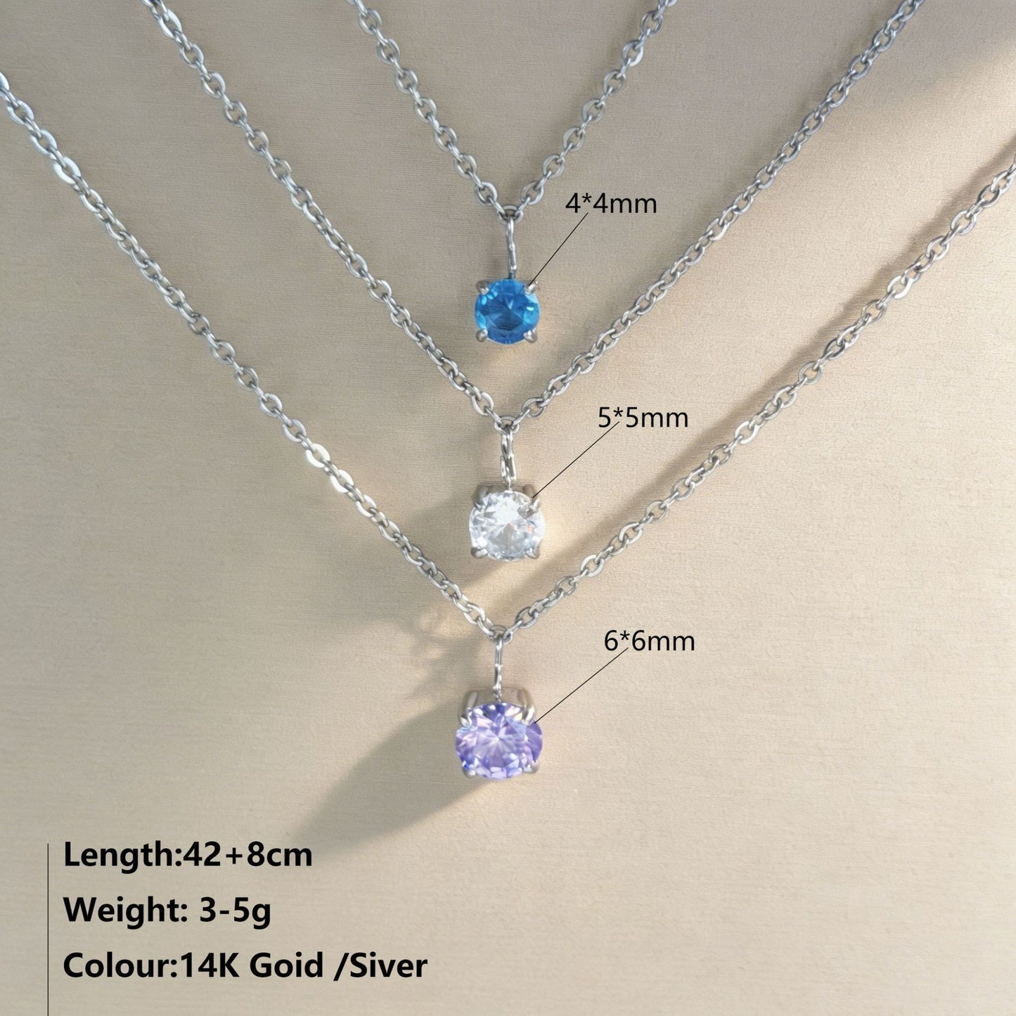 Luxury Simplicity Stylish Round Gold-plated Stainless Steel Colorful Crystals Pendants