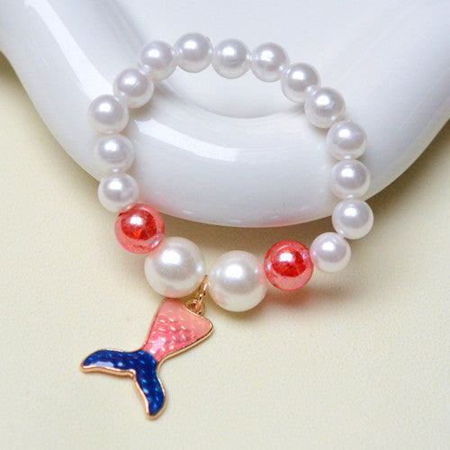 Children's Beaded Plate Beads Cartoon Mermaid Shell Bracelets