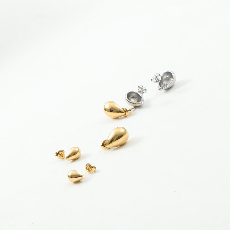 Mini Water Drop Titanium Steel Gold Earrings