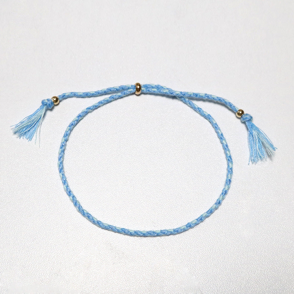 Women's & Men's Colorful Cotton String Friendship Copper Bead Bracelets