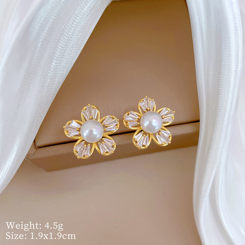 Steel Suite Light Luxury Full Diamond Earrings