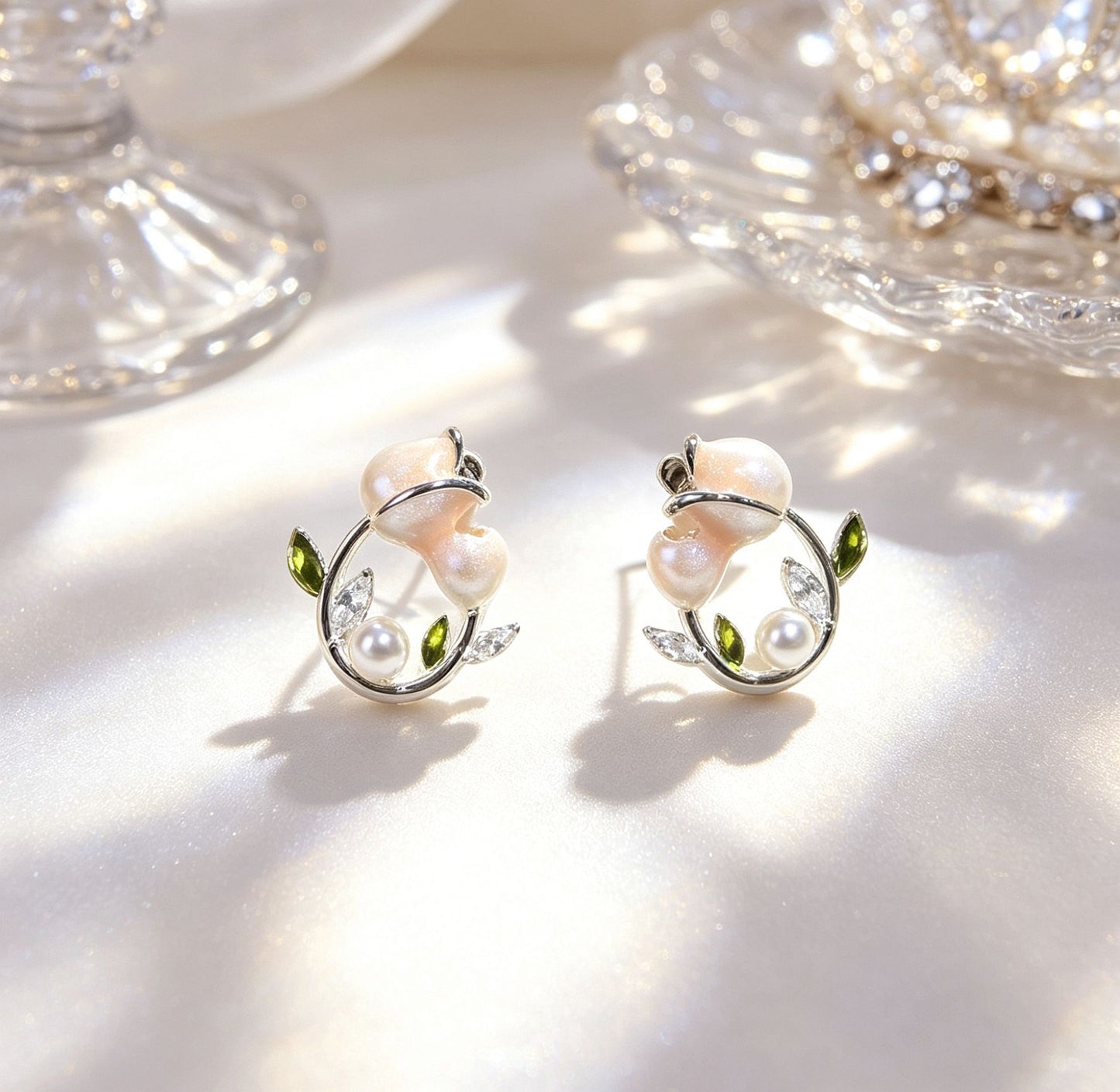 Tulip Female Beads Zircon Flower Auricular Needle Light Rings