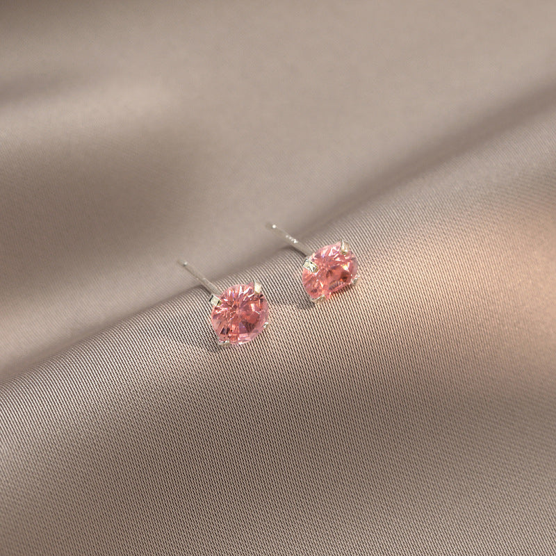 Women's Sterling Sier Pink Diamond Grade Zircon Earrings