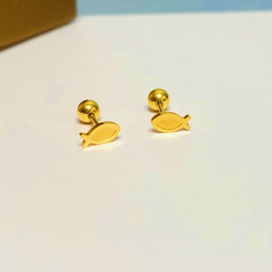 Women's Simple Small Golden Ear Bone Titanium Rings