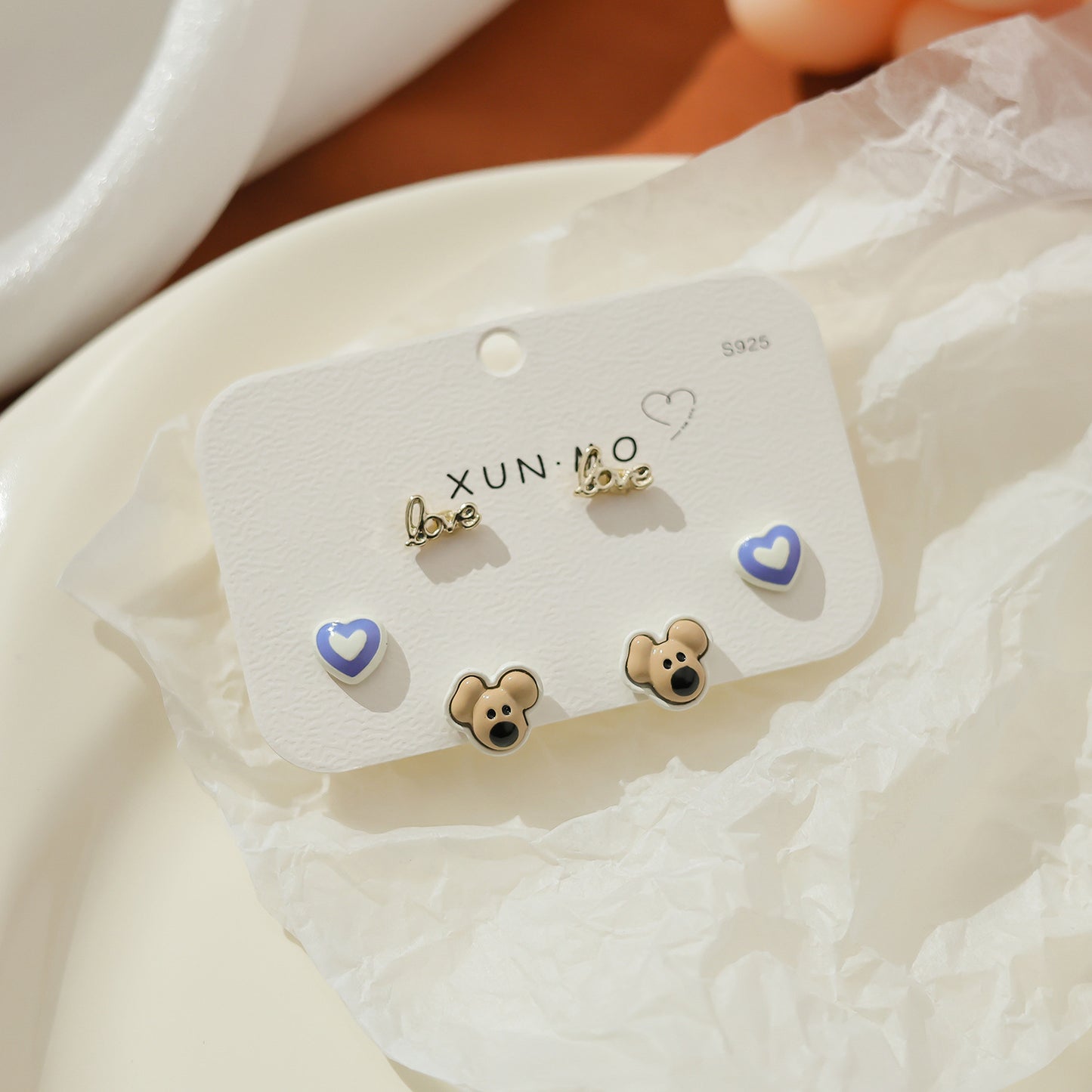 Children's Cute Sier Female Personality Small Animal Earrings