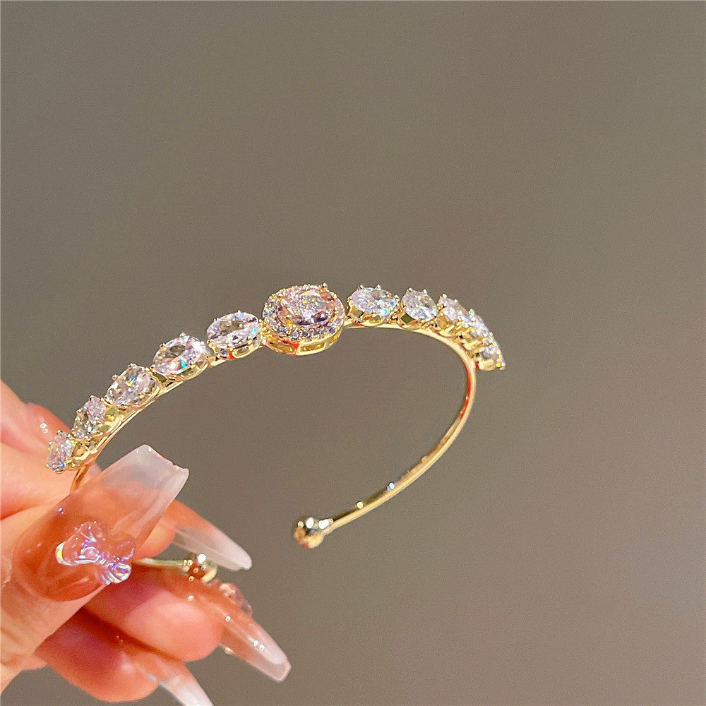 Summer Pink White Elegant Circle Zircon Niche Fresh Bracelet