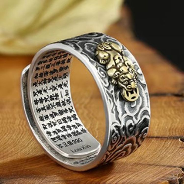 Creative Vintage Thai Sier Folding Mouth Female Mascot Eight Rings