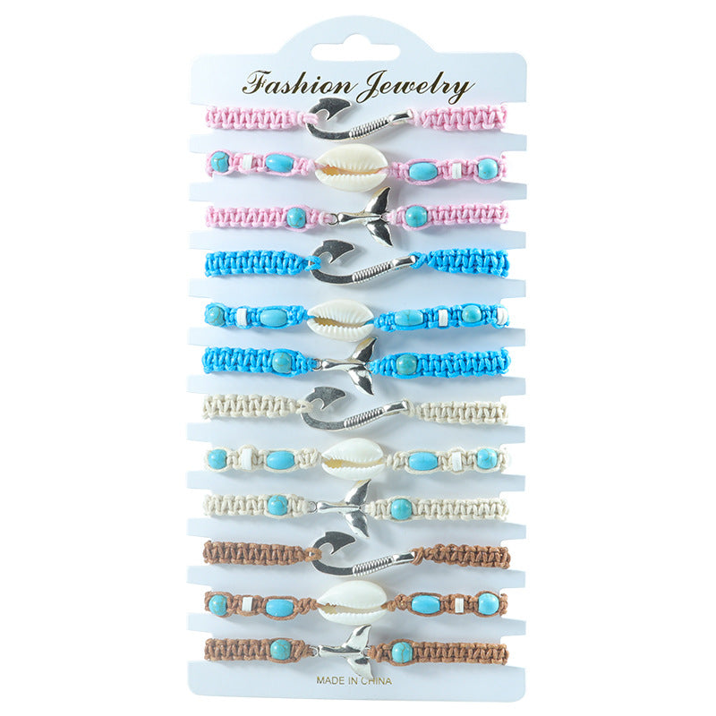 Fishhook Fishtail Ocean Braided Conch Surfing Bracelets