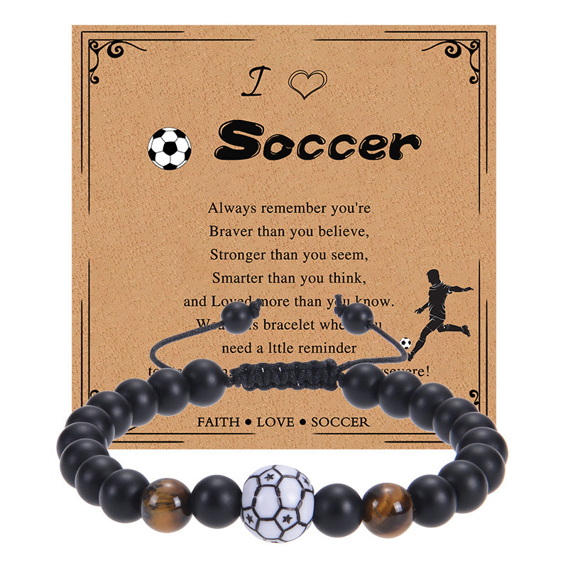 Beaded Black Frosted Football Tennis Basketball Bracelets