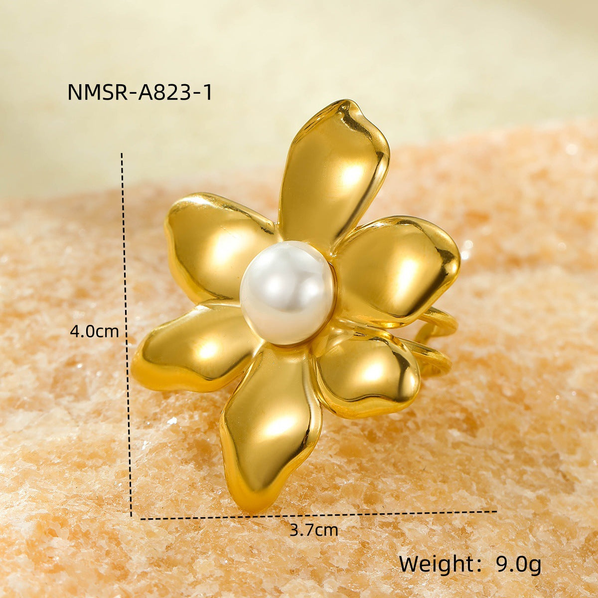 Women's Fashion Stainless Steel Gold Plated Irregular Petals Colorful Natural Rings