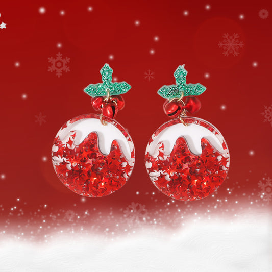 Fashion Sweet Childlike Bell Sequins Tree Earrings