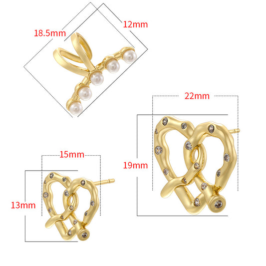 Temperament Entry Lux Alkaline Knot Love Heart French Earrings