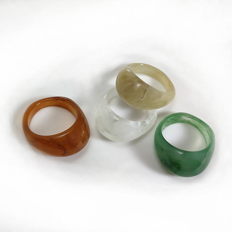 Style Resin Emerald Blooming Color Art Rings