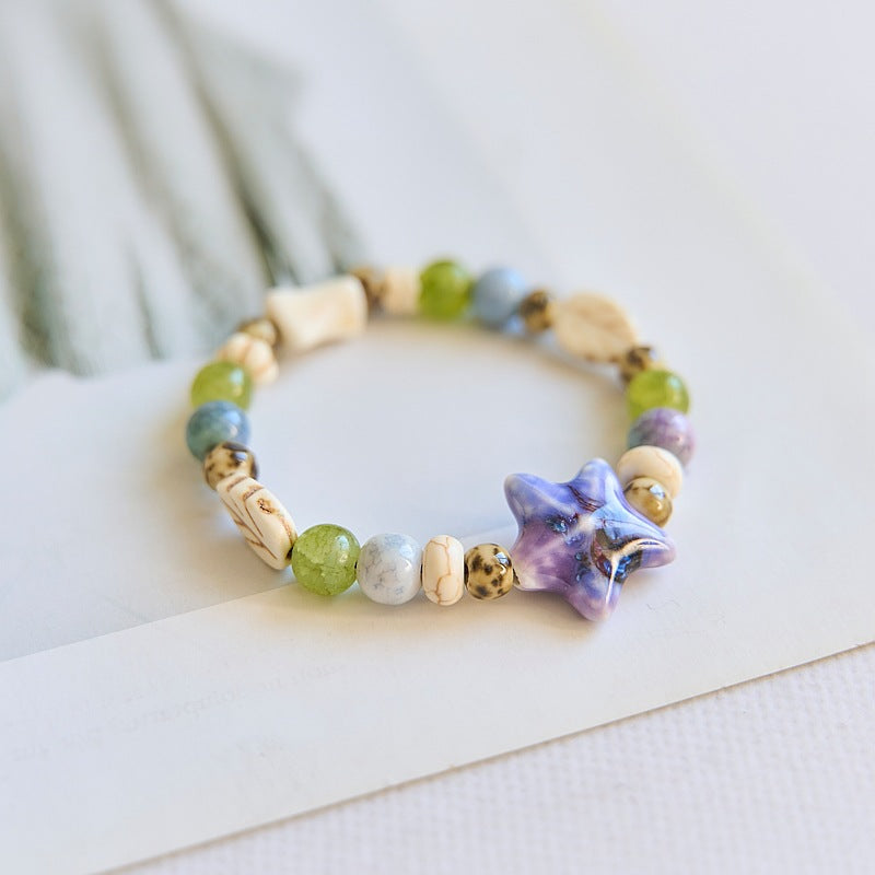 Style Gradient Color Ceramic Starfish Design Bracelets