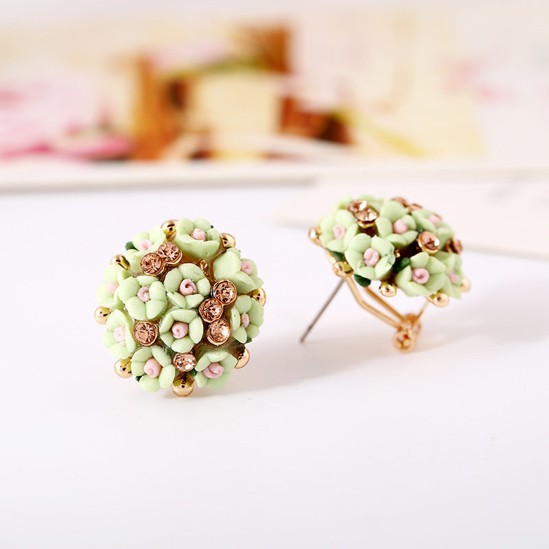 Ceramic Flower Small Commodity Rose Ear Stud Earrings