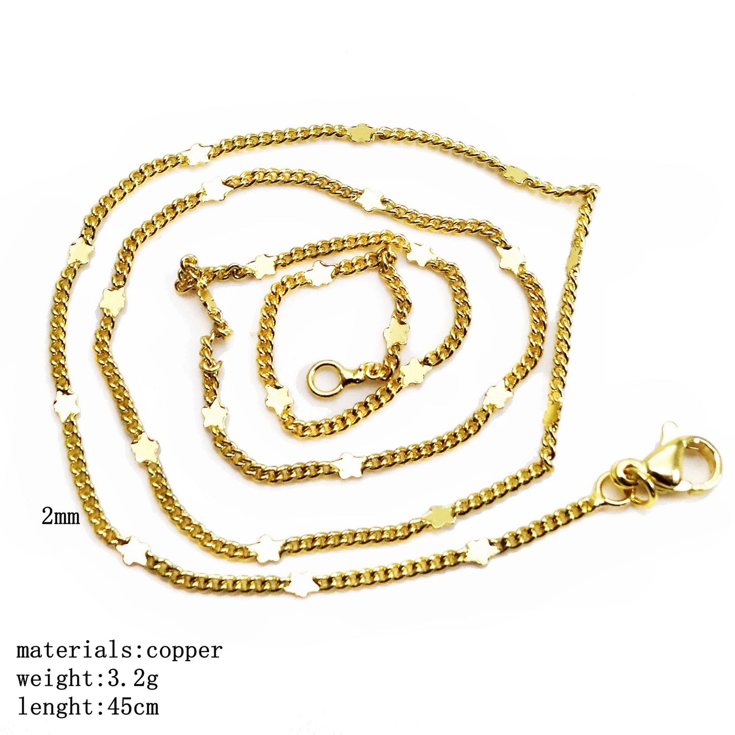 Box Chain O-shaped Bead Curb Hanging Necklaces