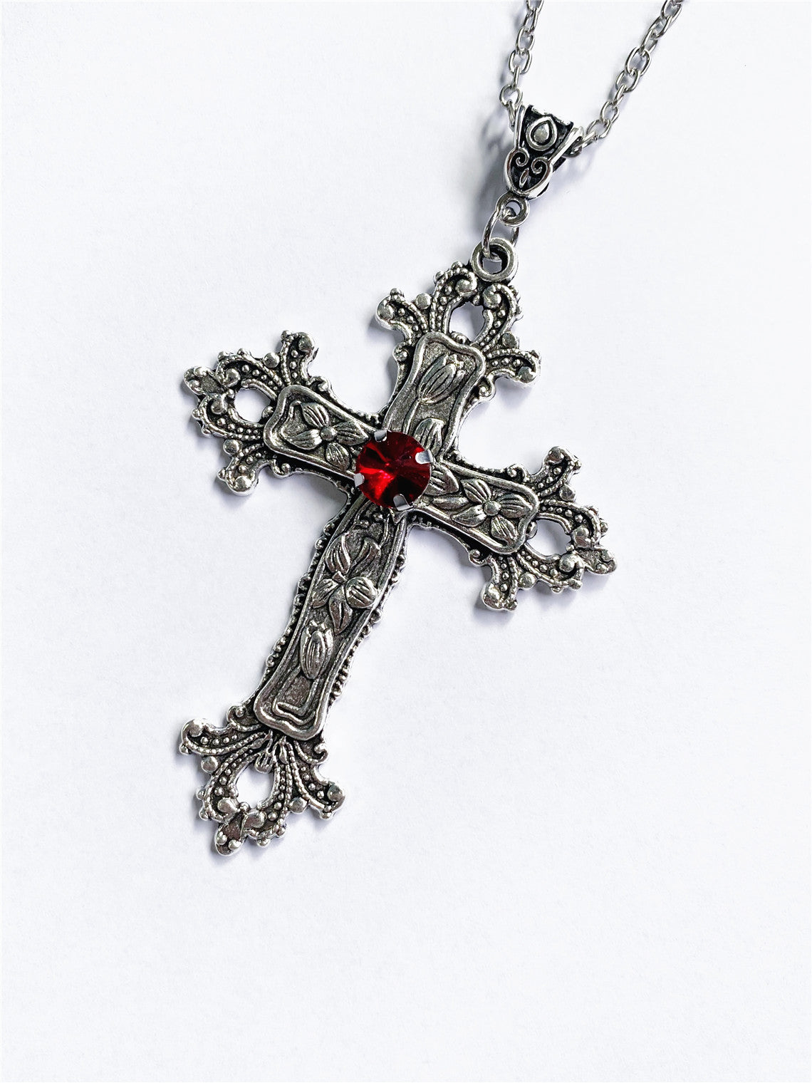 Cross Sier Tone Gothic Fashion Charm Declaration Gift Necklaces