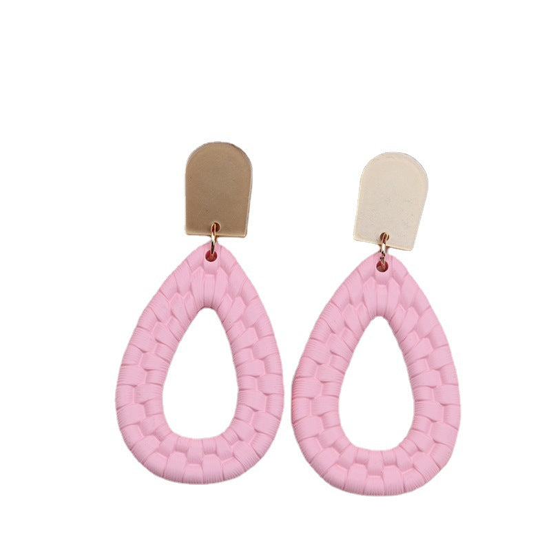 Women's Woven Pattern Drop-shaped Hollow Ear Acrylic Earrings