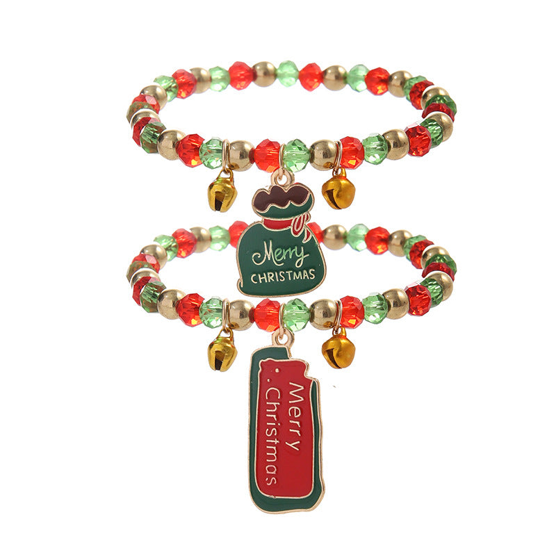 Christmas Red Green Crystal Beads String Bracelets