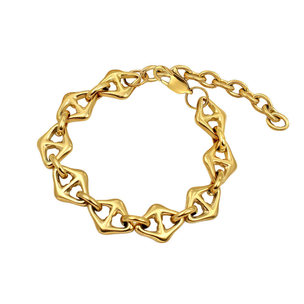 Trendy Stainless Gold Handmade Chain Waterproof Jewelry Set